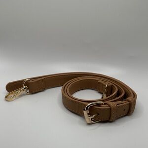 Source Unknown Tan vegan Leather purse strap  with Gold Buckle
